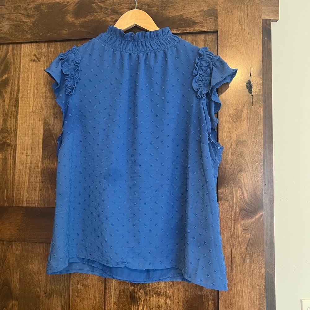 Blue Ruffled Women's Top